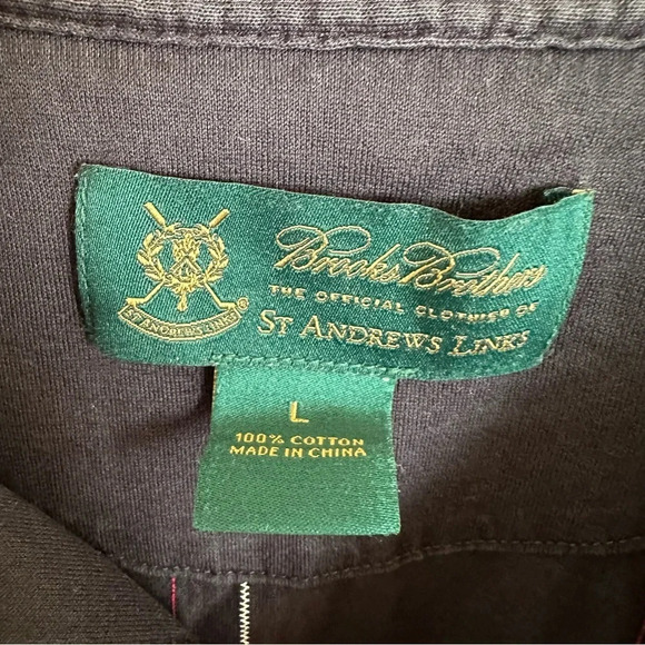 Brooks Brothers Mens Large St Andrew’s Links Blue Cotton Polo Shirt Grid Plaid L - Picture 3 of 5